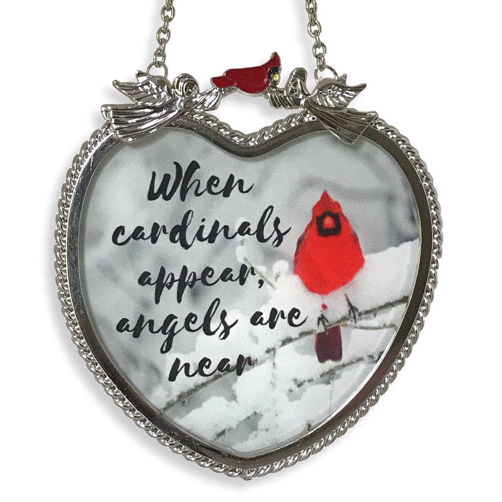 1875 - "When Cardinals Appear" Heart Shaped Suncatcher
