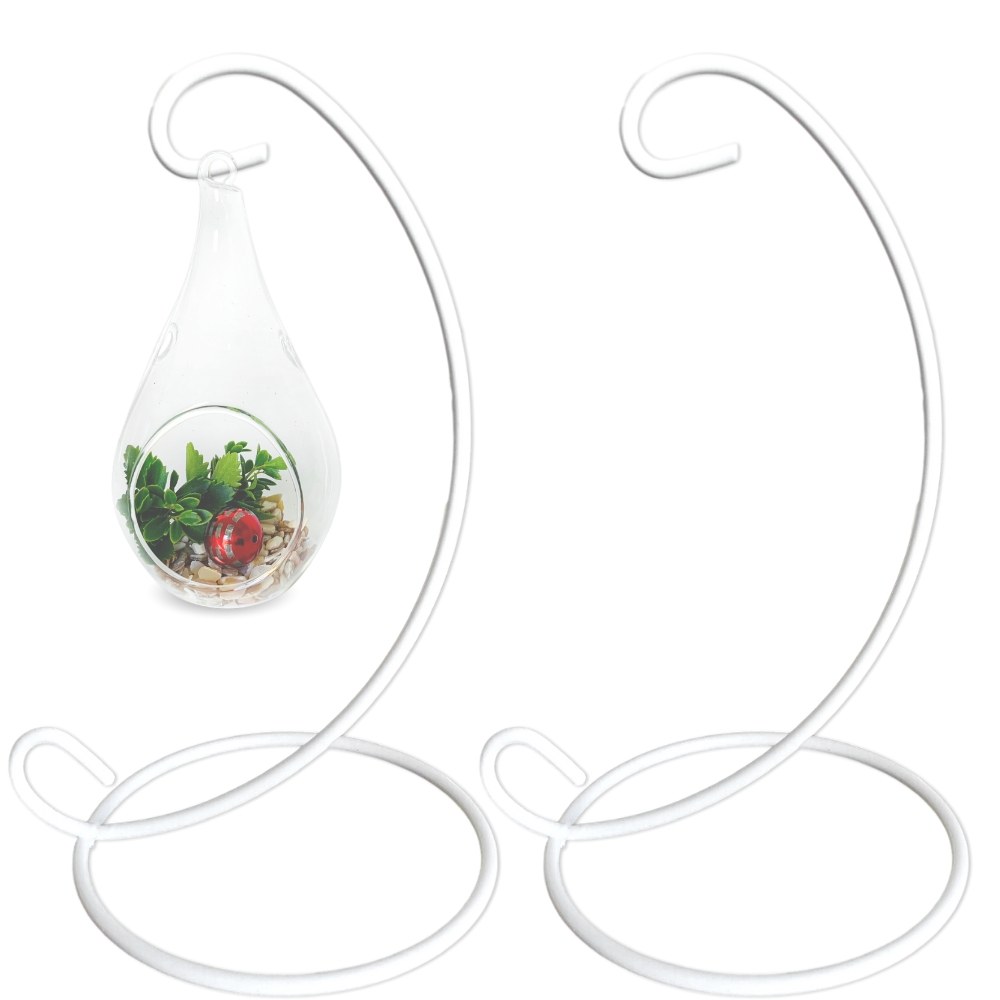 1467-13 - WHITE 13" WROUGHT IRON ORNAMENT STAND - SET 2