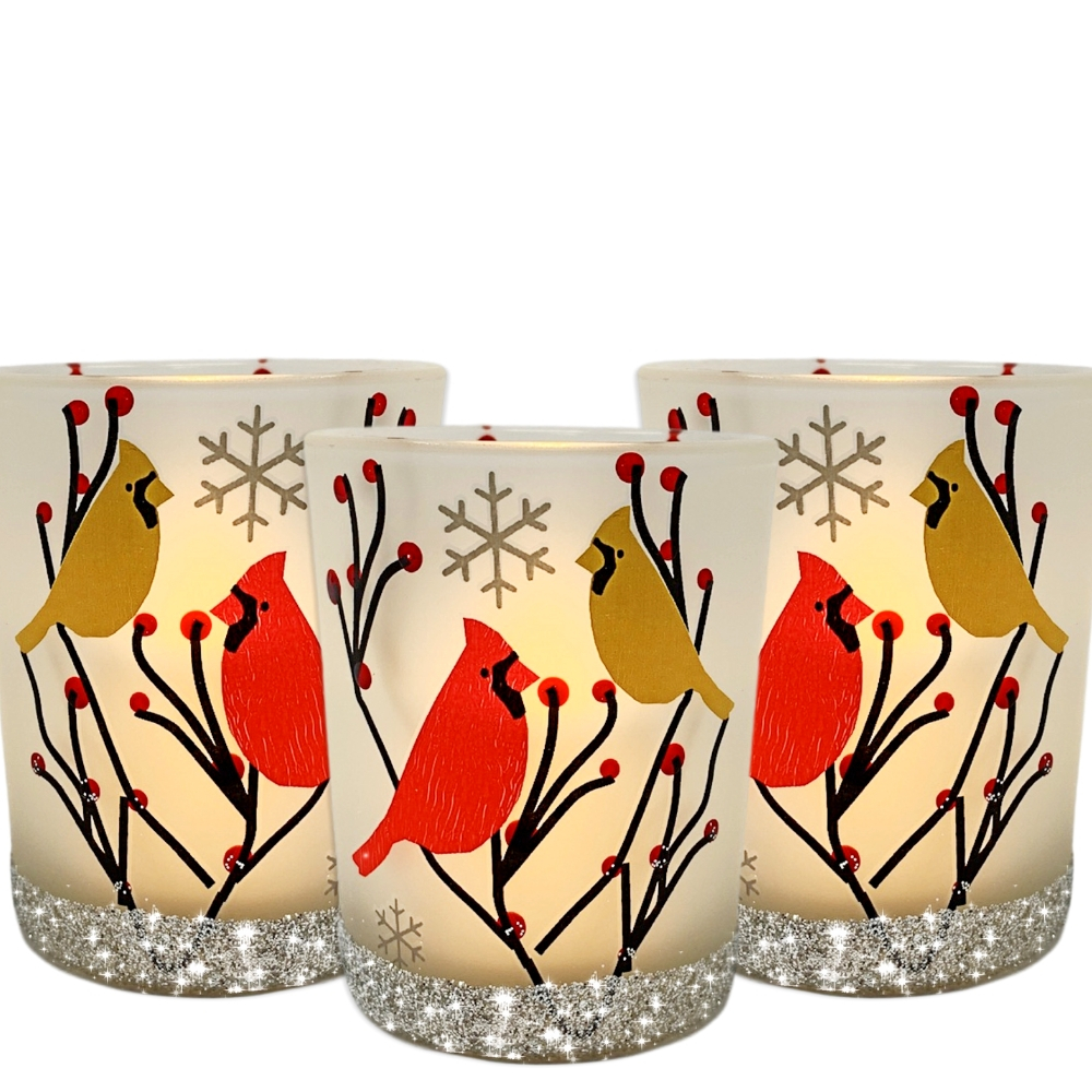 9740 - CARDINAL PAIR IN TREE VOTIVE HOLDERS