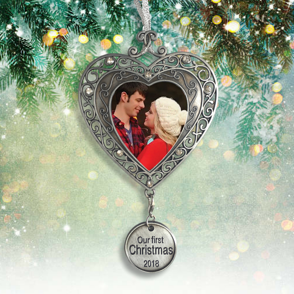2852 - OUR 1ST CHRISTMAS HEART PHOTO ORNAMENT