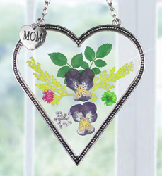 PEWTER HEART MOM SUNCATCHER