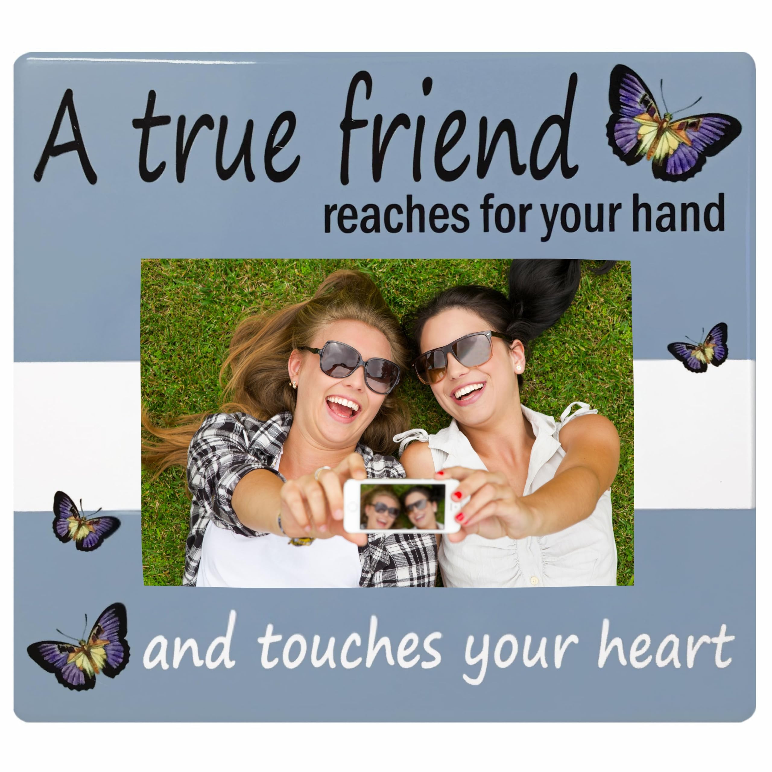 2357 - "A True Friend ...", Ceramic Photo Frame 7.25"Hx8"W, for 4x6 Potos Easel Back 