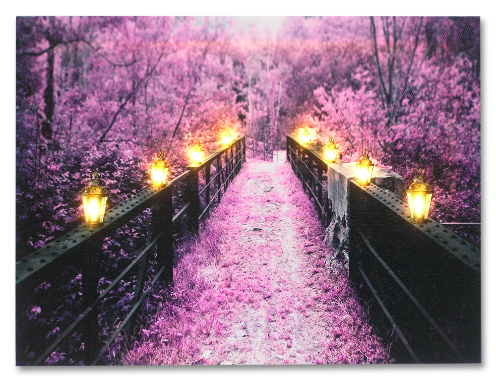 2574 LED CANVAS PRINT-BRIDGE w/CANDLES