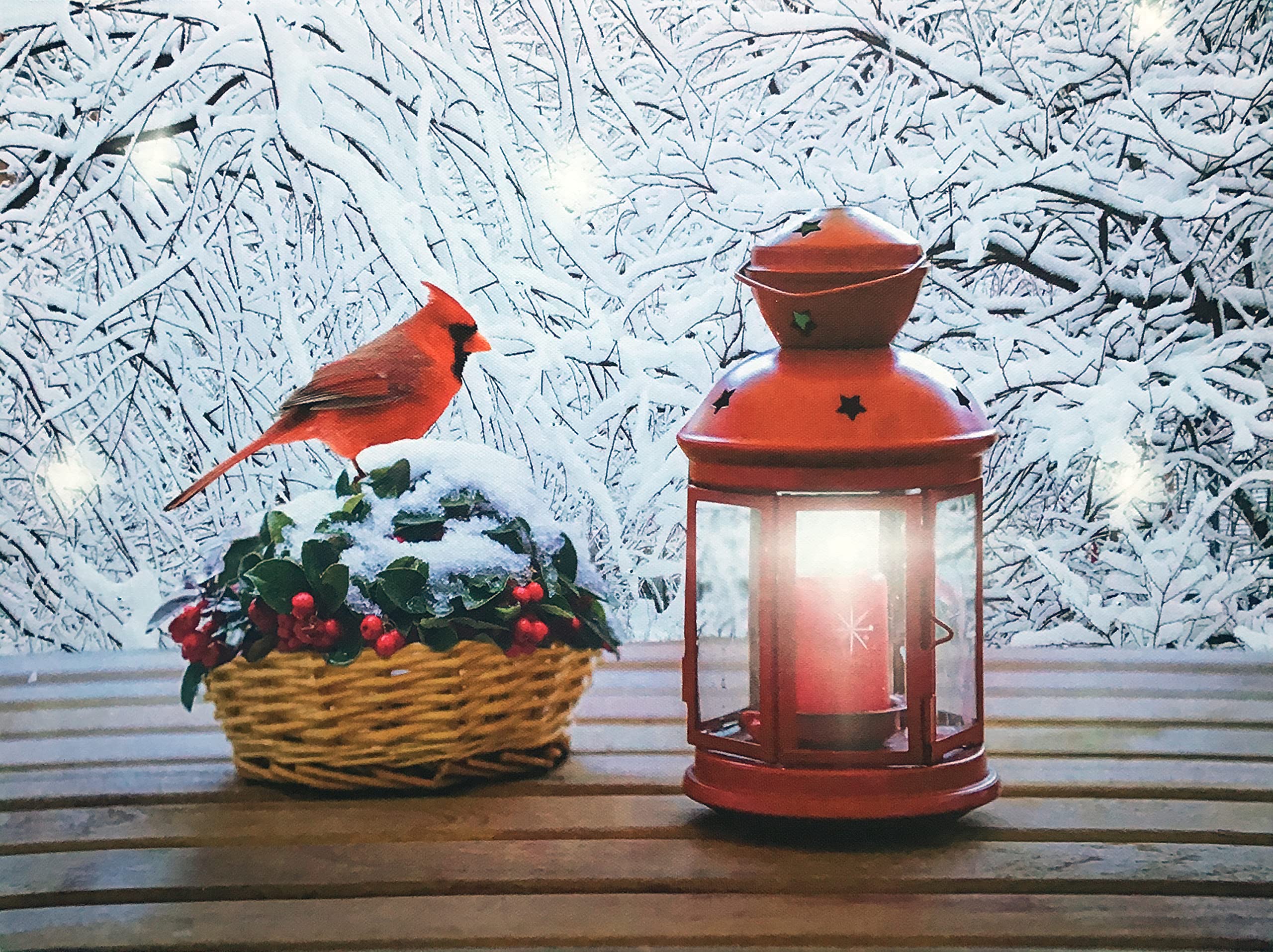 2676 - CANVAS PRINT- CARDINAL AND RED LANTERN