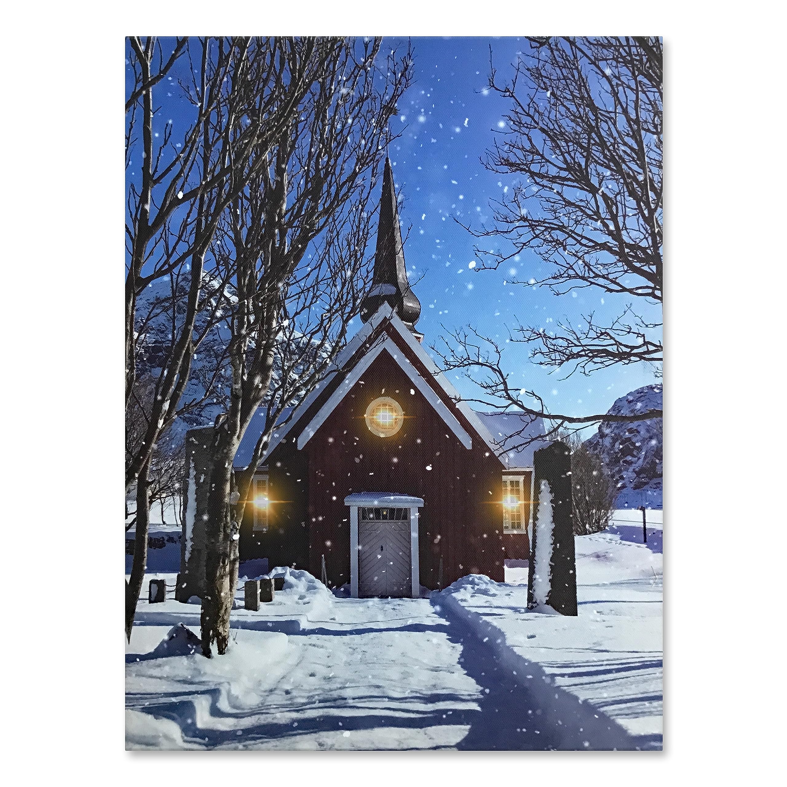 2684 - CANVAS PRINT- SNOWY PATH TO CHURCH