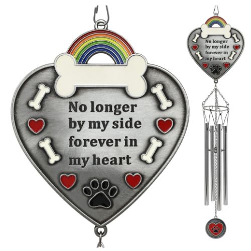 2707 - RAINBOW BRIDGE HEART PET WINDCHIME