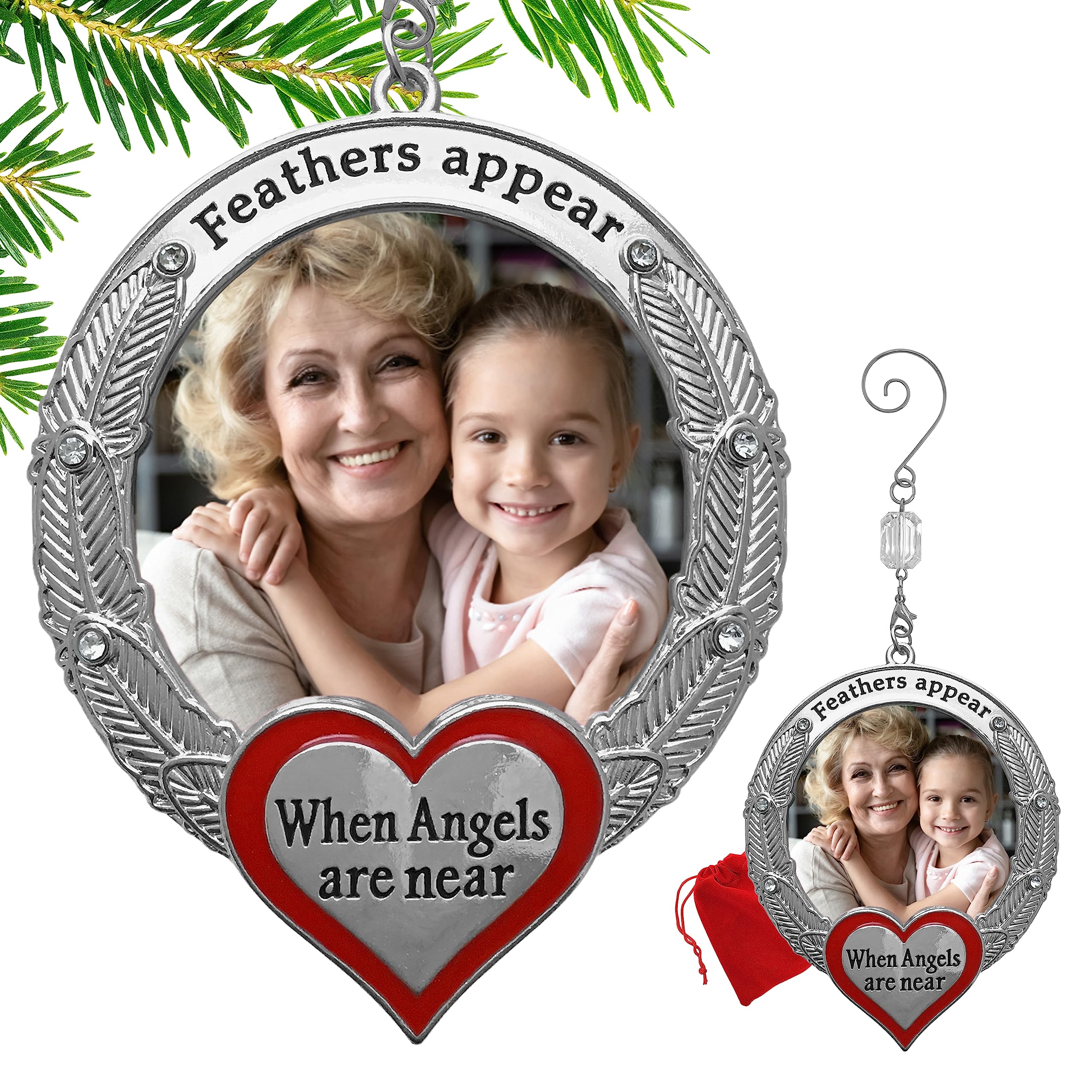 2814 - FEATHERS APPEAR WHEN ANGELS ARE NEAR PHOTO ORN