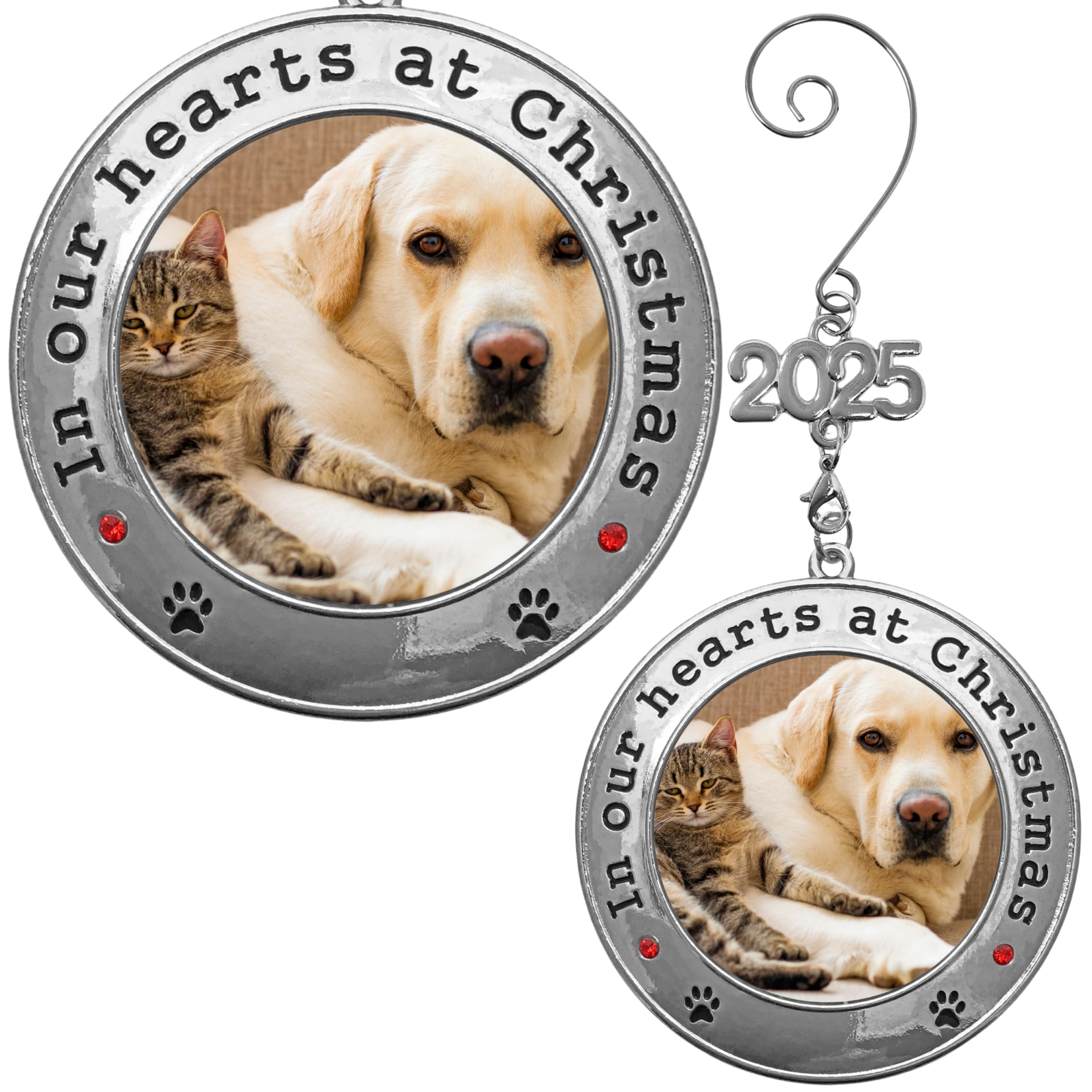 2816 - IN OUR HEARTS AT CHRISTMAS PET MEMORY PHOTO ORN