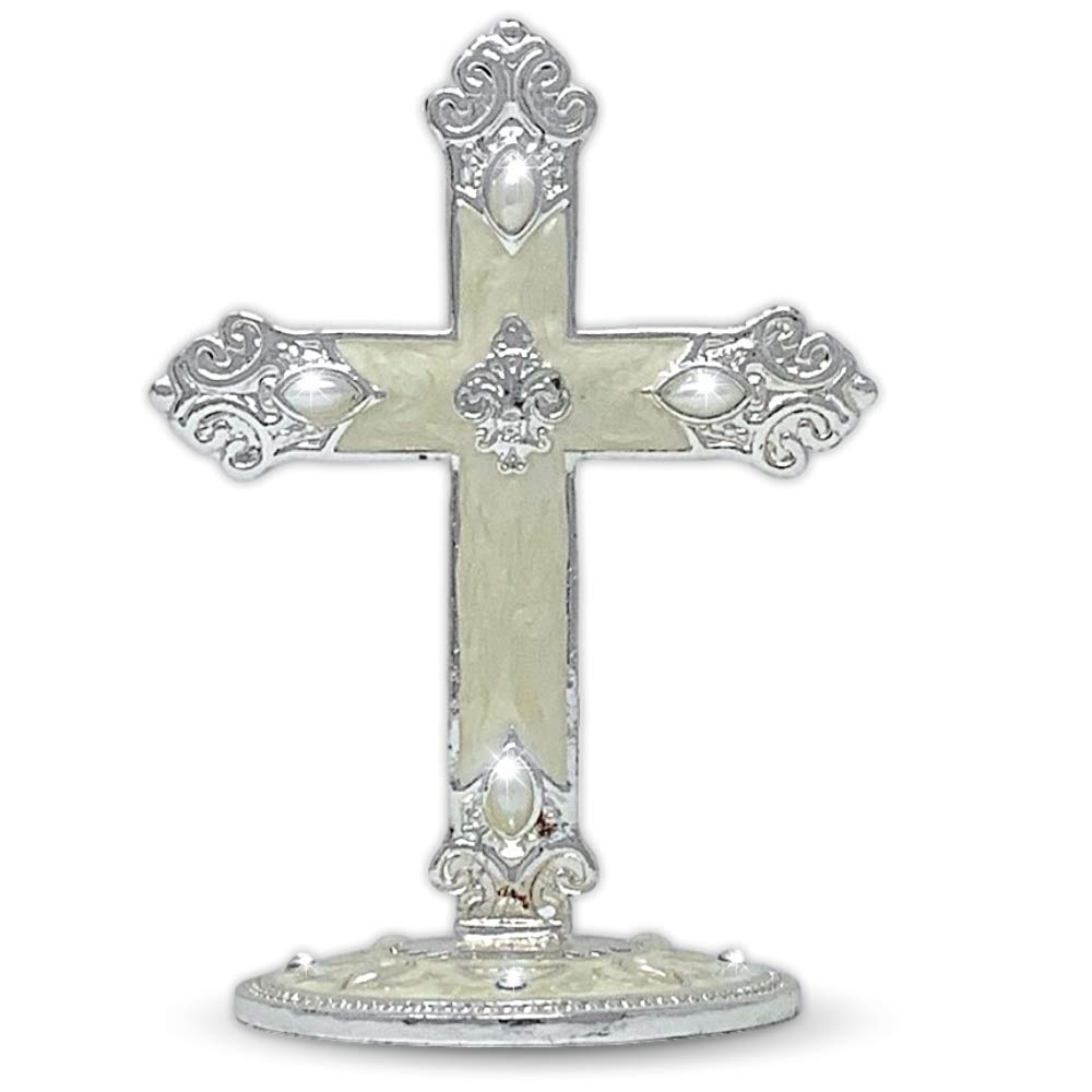 2878 - JEWELLED & ENAMELED CROSS ON BASE