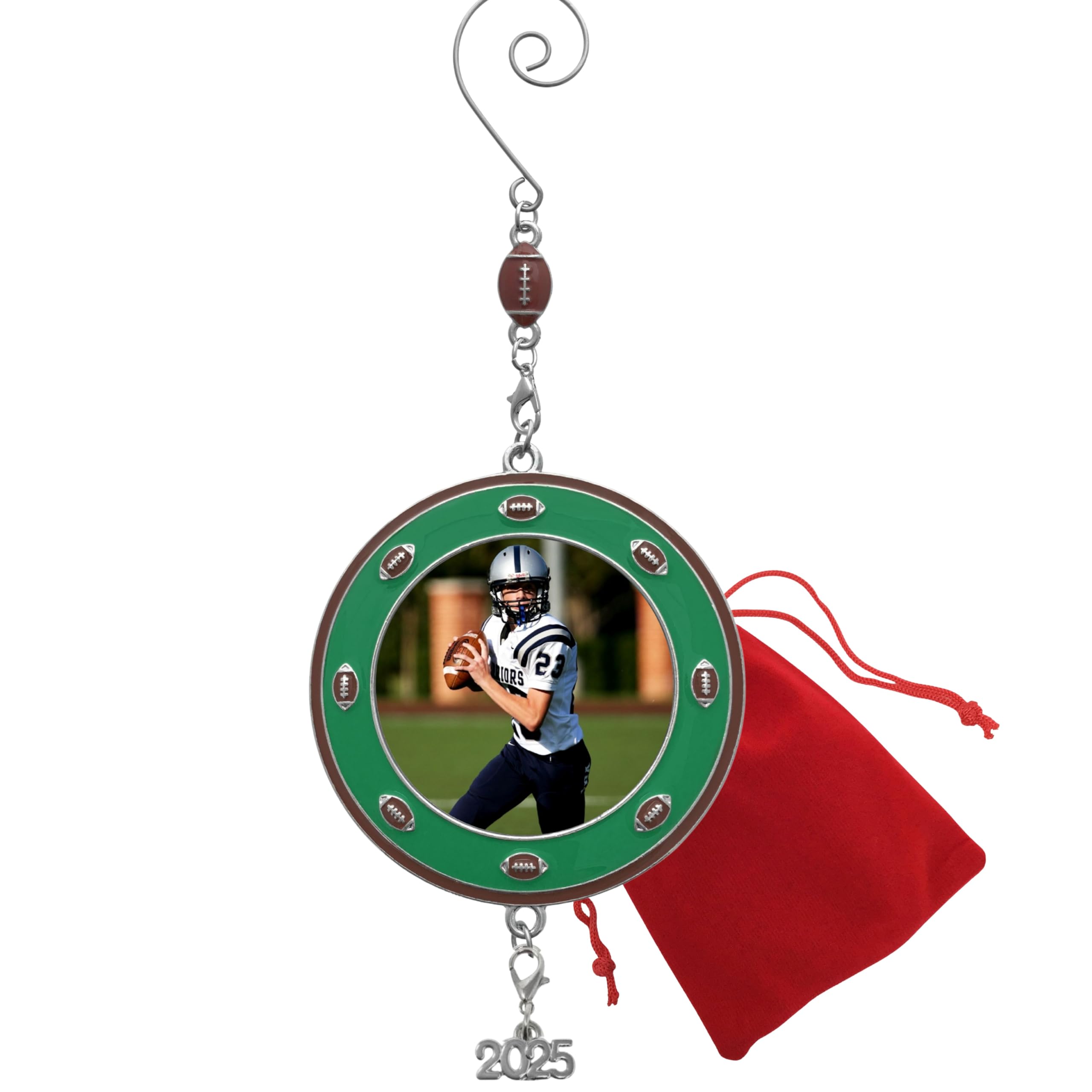 2949 - FOOTBALL ENAMELED PHOTO ORNAMENT