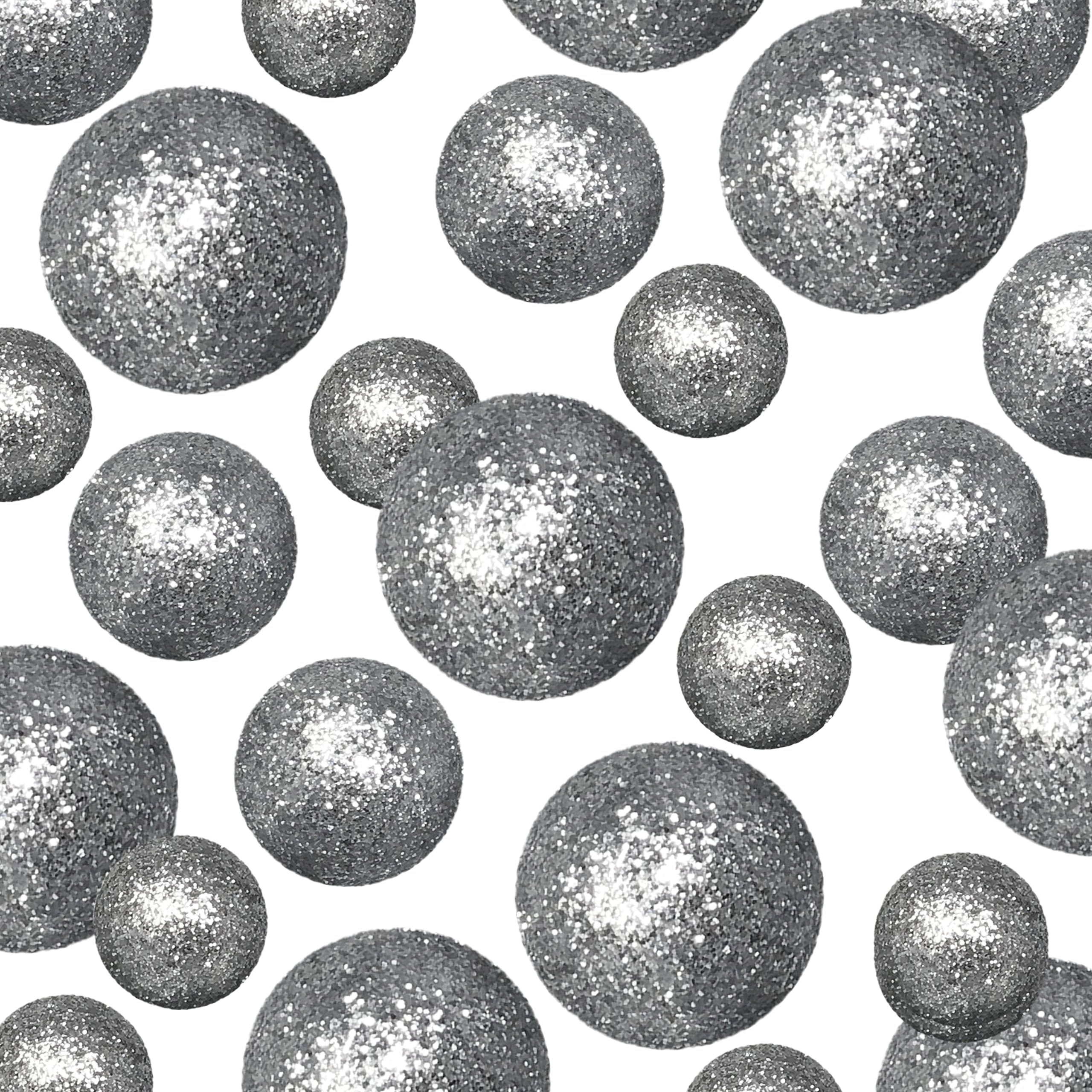 3581-1 - SILVER GLITTERED FILLER BALLS-ASSTD SIZES-500 PCS