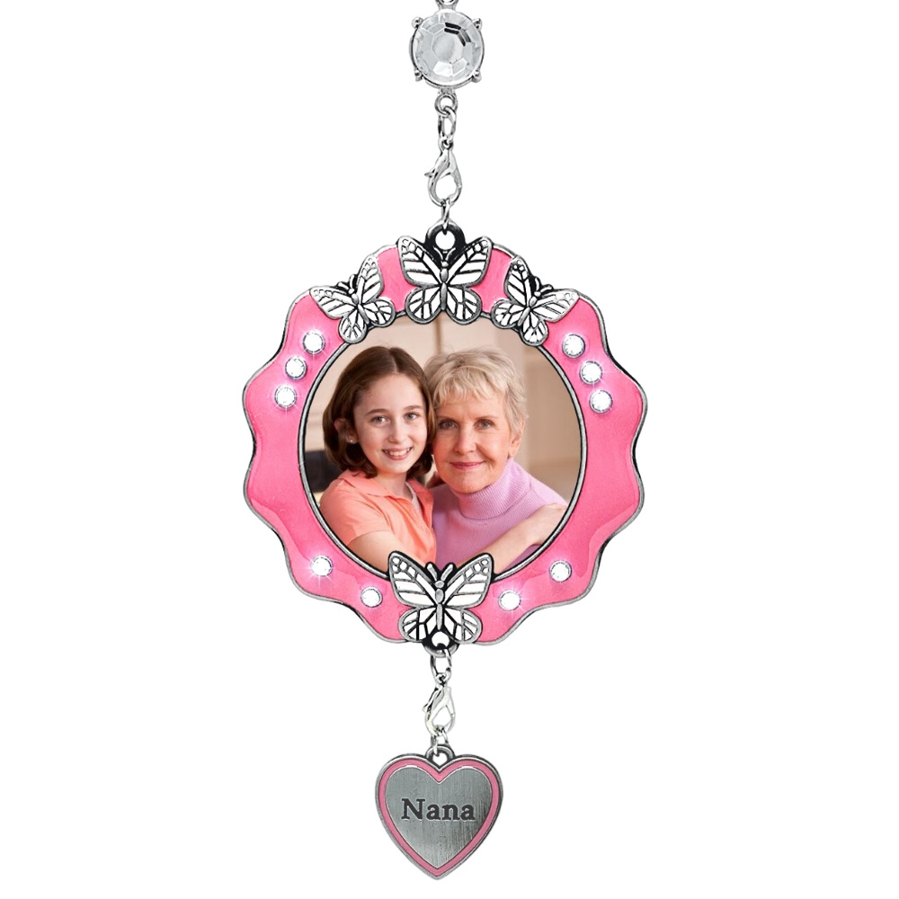 2909N - NANA PINK ENAMELED PHOTO ORN W/BUTTERFLIES