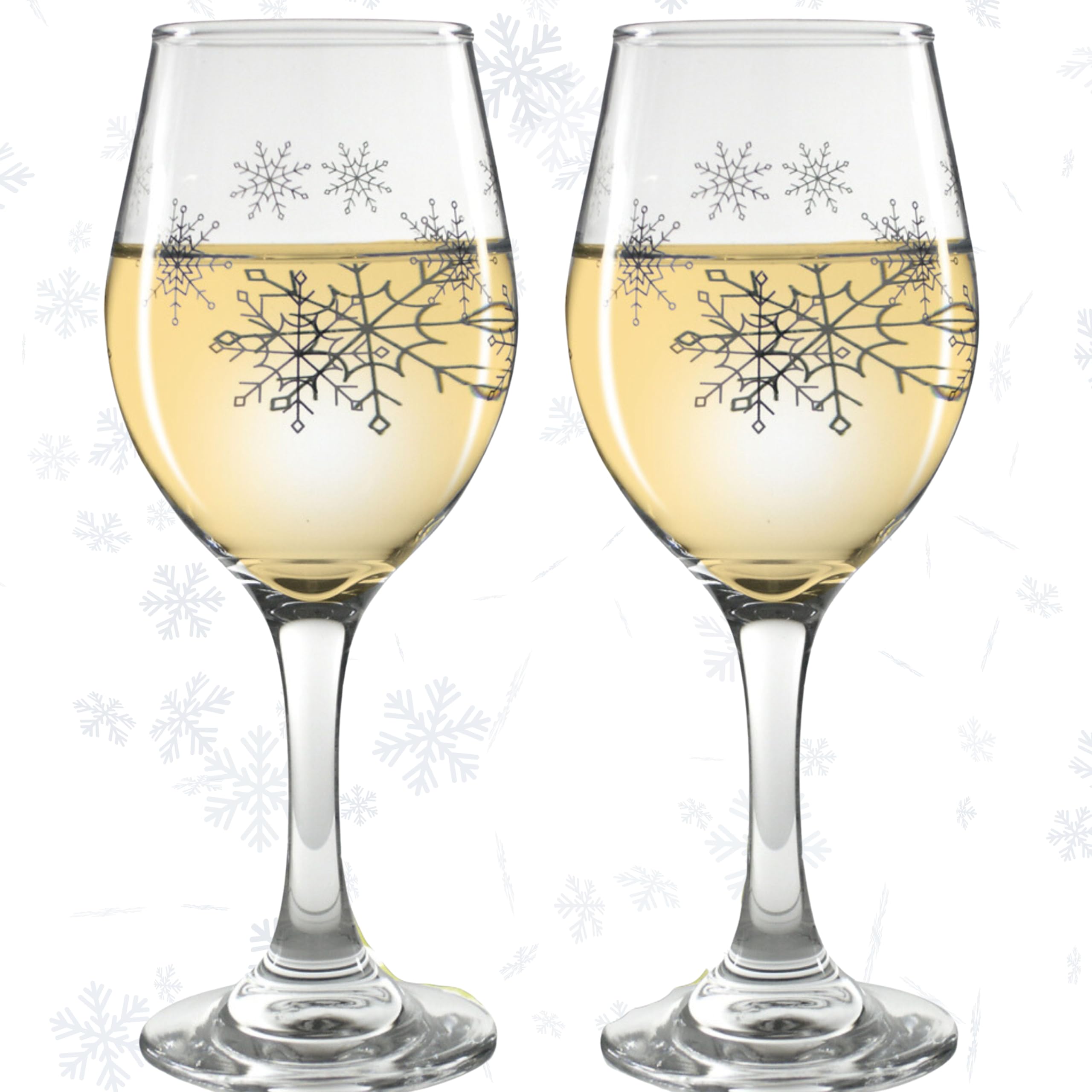 6051 - SNOWFLAKE STEMMED WINE GLASSES - SET/2