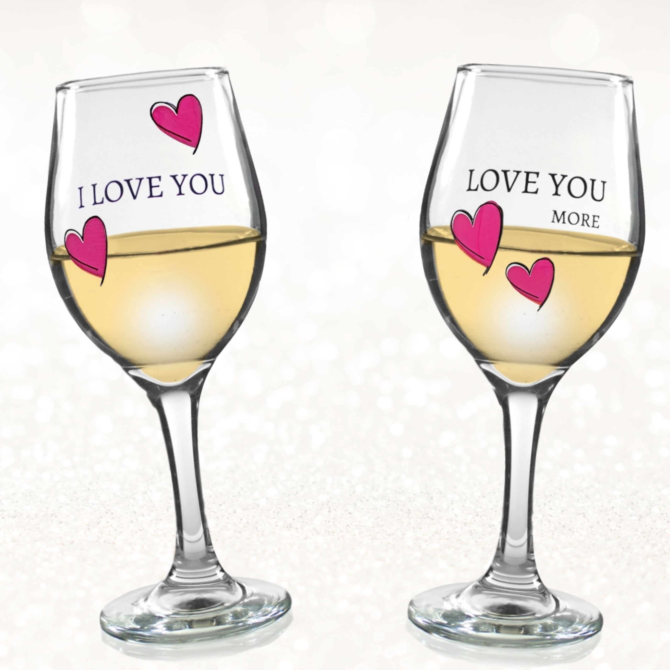6052 - LOVE YOU/LOVE YOU MORE WINE GLASS - SET/2 