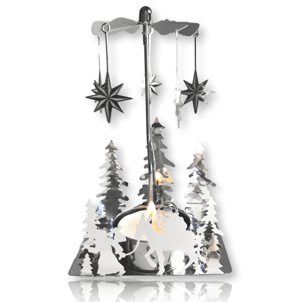 9528 - CANDLE SPINNER - CABIN/TREES