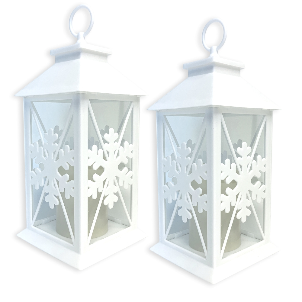 9602-2W - WHITE PLASTIC SNOWFLAKE LANTERNS
