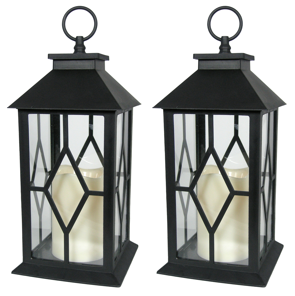 9603-2 - BLACK PLASTIC DIAMOND LANTERNS