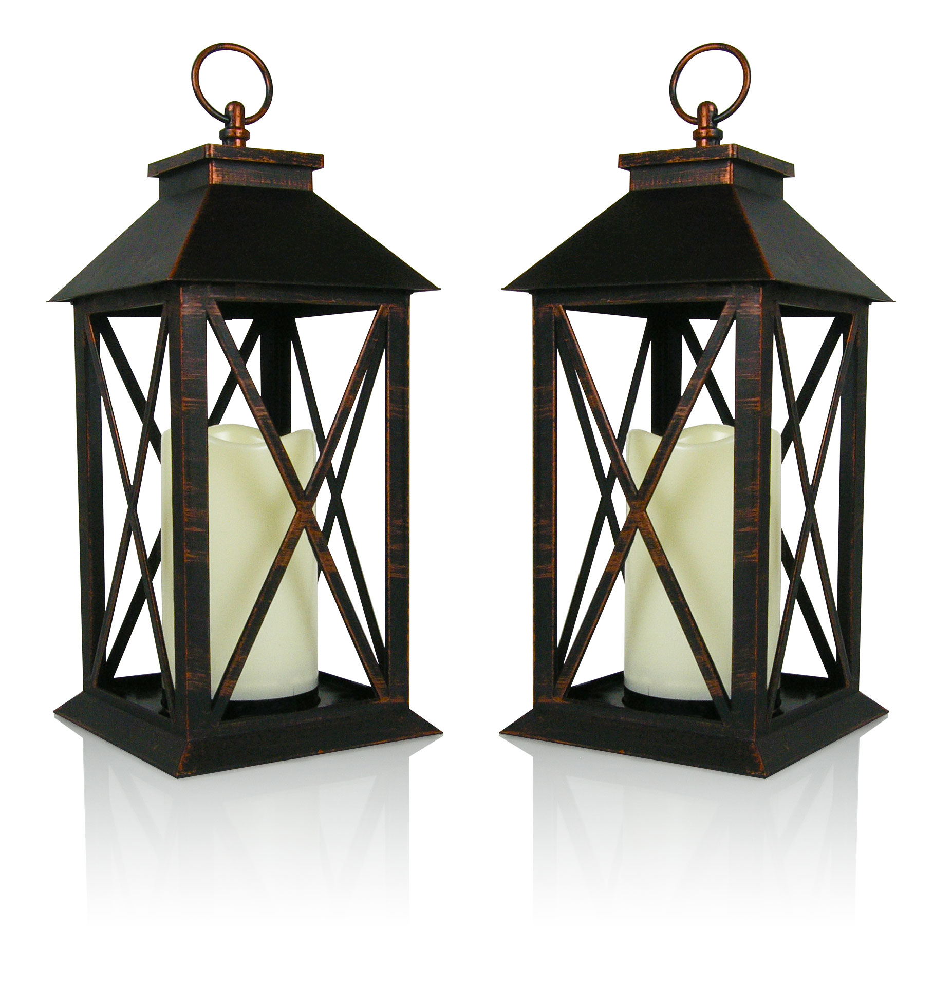 9604-2 - BLACK PLASTIC X-STYLE LANTERNS