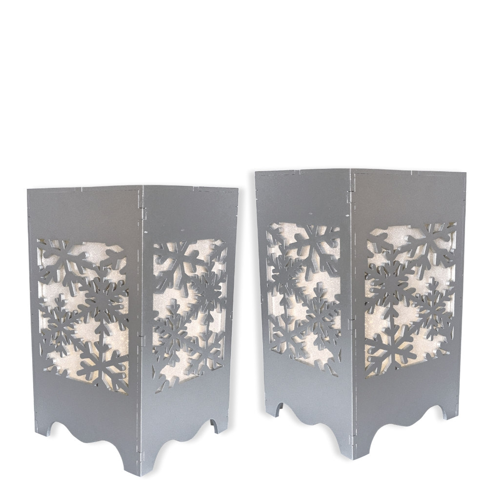 9644-2 - SILVER SNOWFLAKE SQUARE LUMINARY