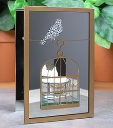 9756 - SINGLE CANDLE HOLDER-BIRD ONTOP OF CAGE