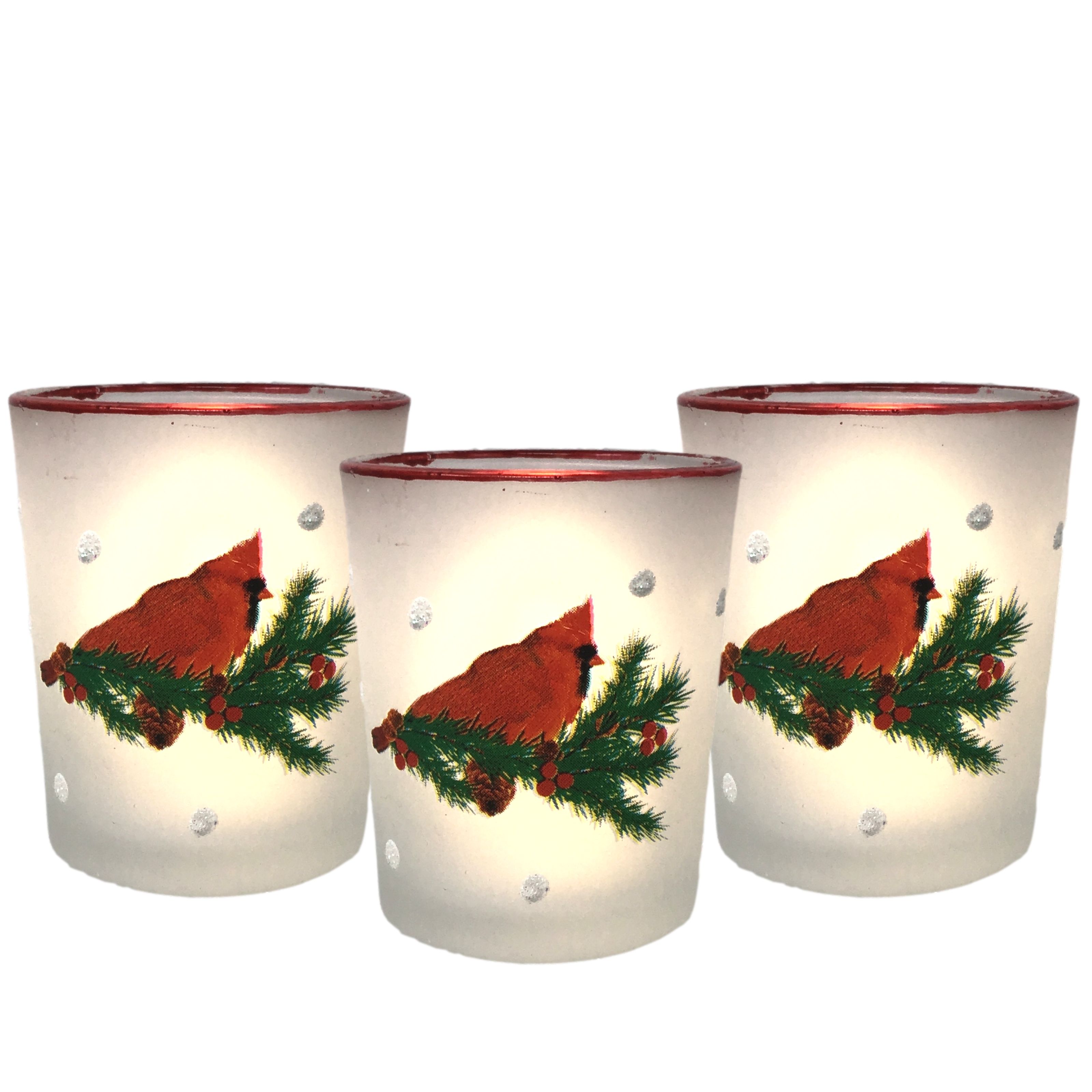 9791 - CARDINAL-PINE-BERRIES VOTIVE HOLDERS