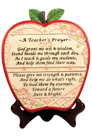 4826 Polystone Apple Plaque with A Teachers Prayer