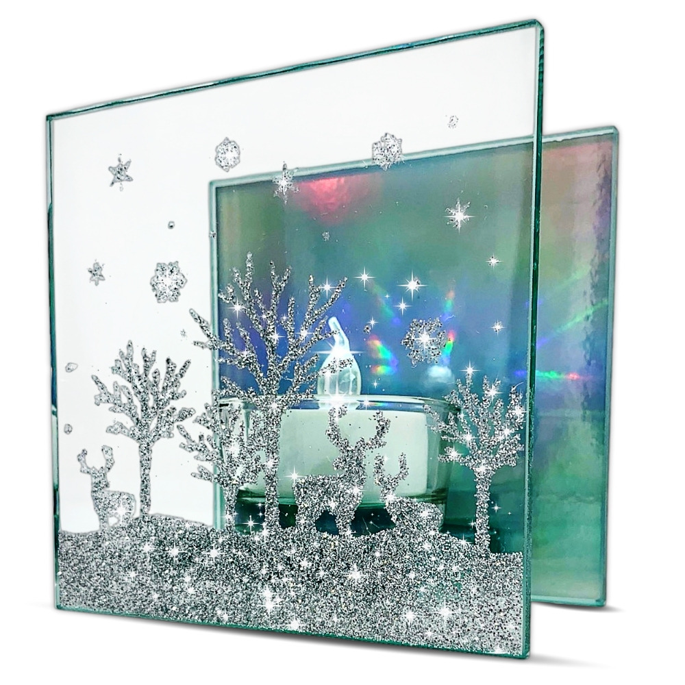 9731 - FOREST & DEER -SQUARE MIRRORED HOLOGRAM HOLDER