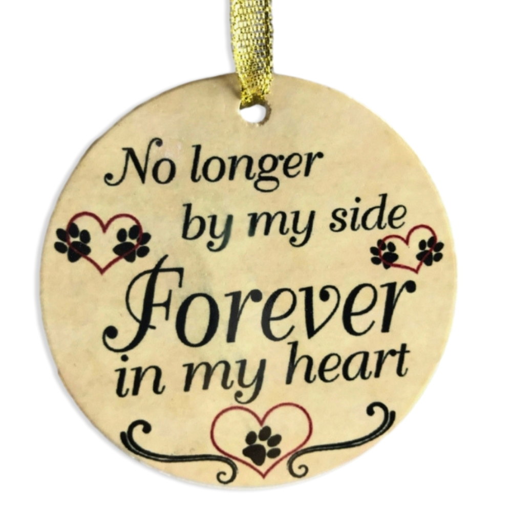 2370 - NO LONGER BY MY SIDE CERAMIC PET ORN 2.5" D