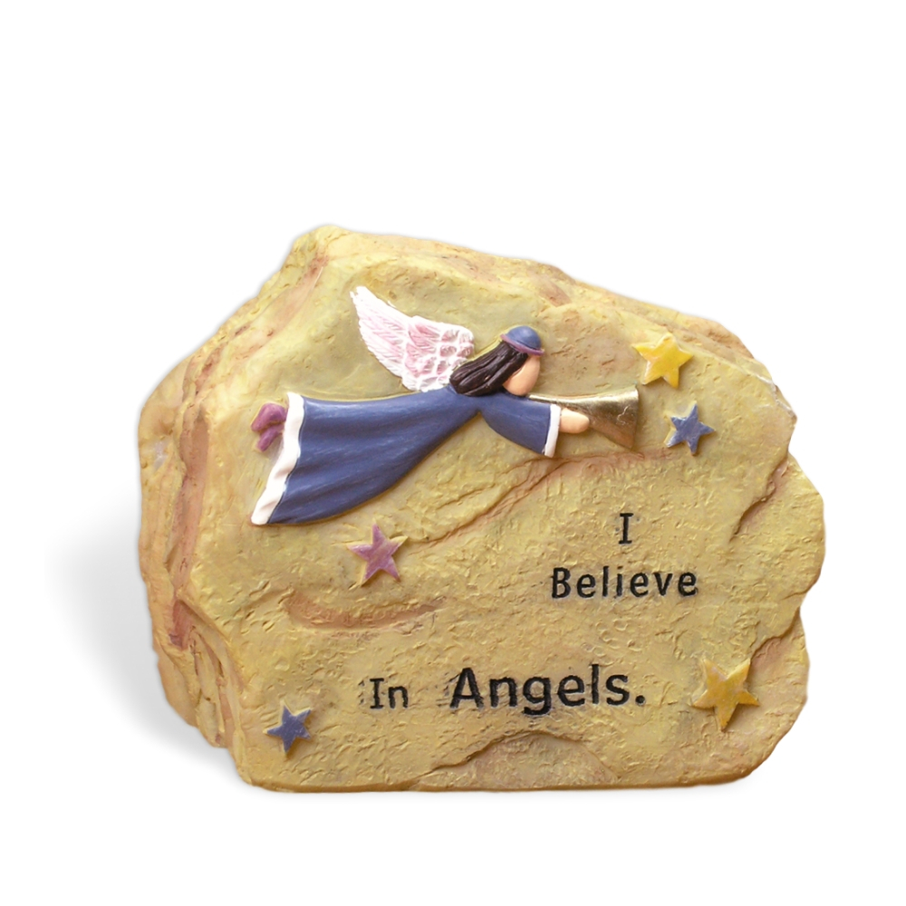 2586 I BELIEVE IN ANGELS DESKTOP ROCK - 2" H