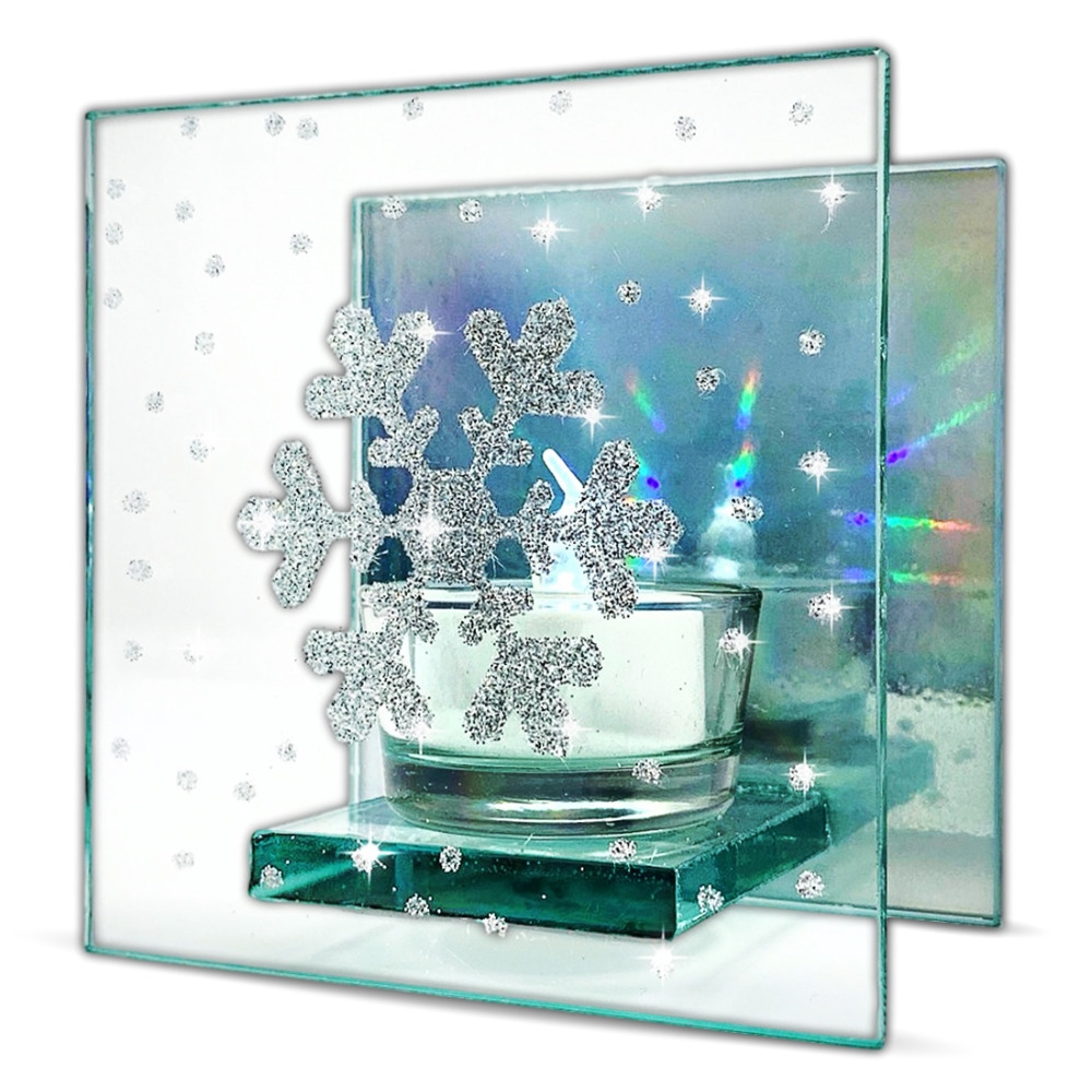 9727 - SNOWFLAKE -SQUARE MIRRORED HOLOGRAM HOLDER