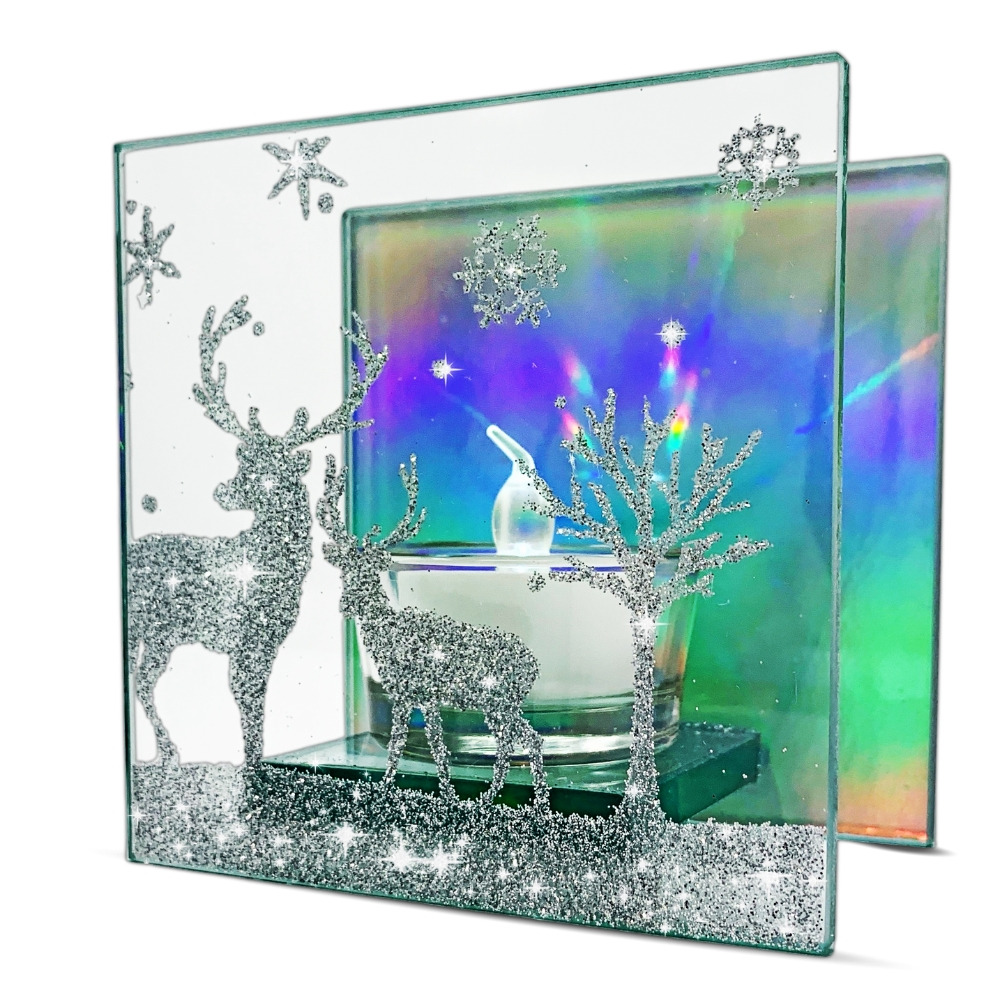 9728 - DEER & TREES -SQUARE MIRRORED HOLOGRAM HOLDER