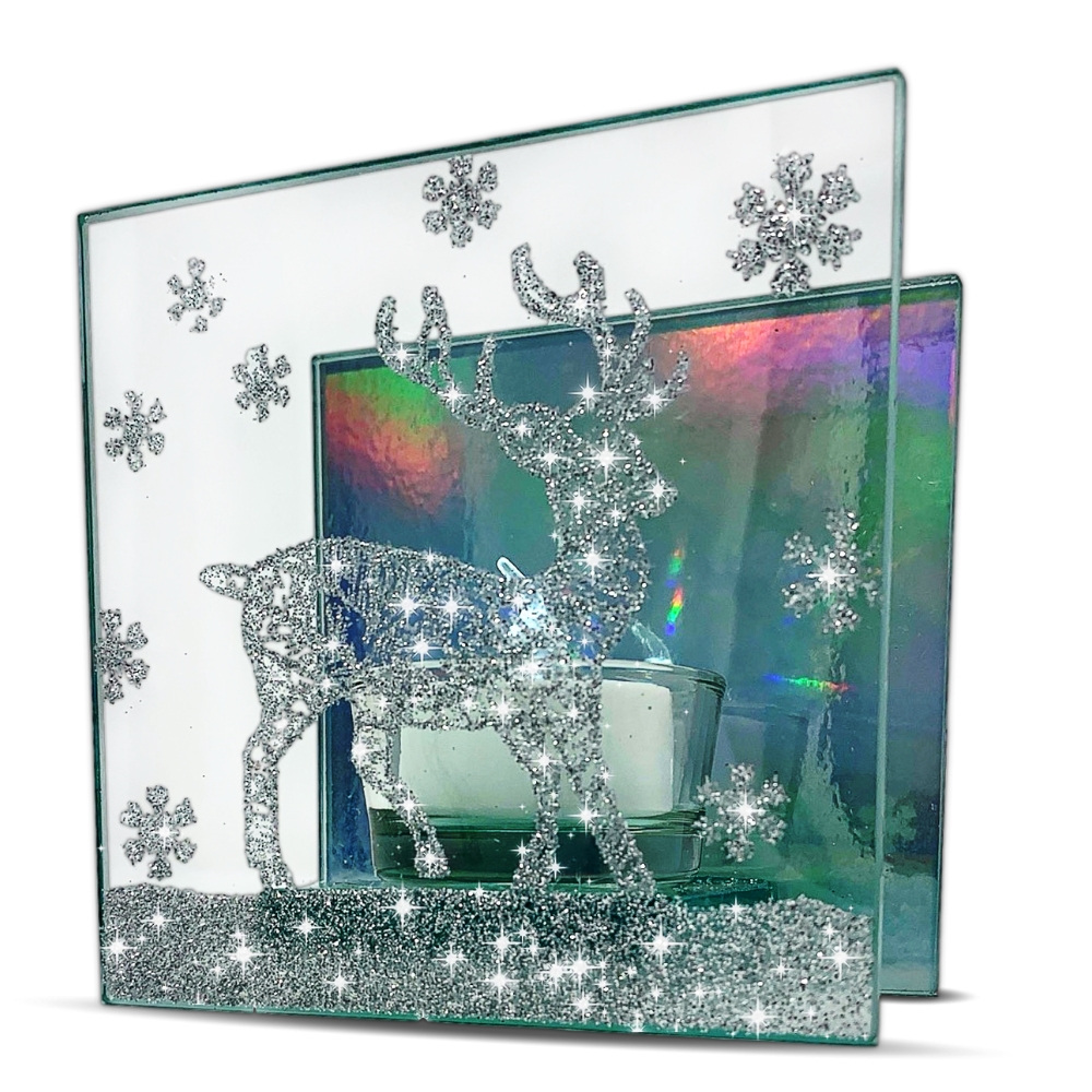 9729 - DEER -SQUARE MIRRORED HOLOGRAM HOLDER