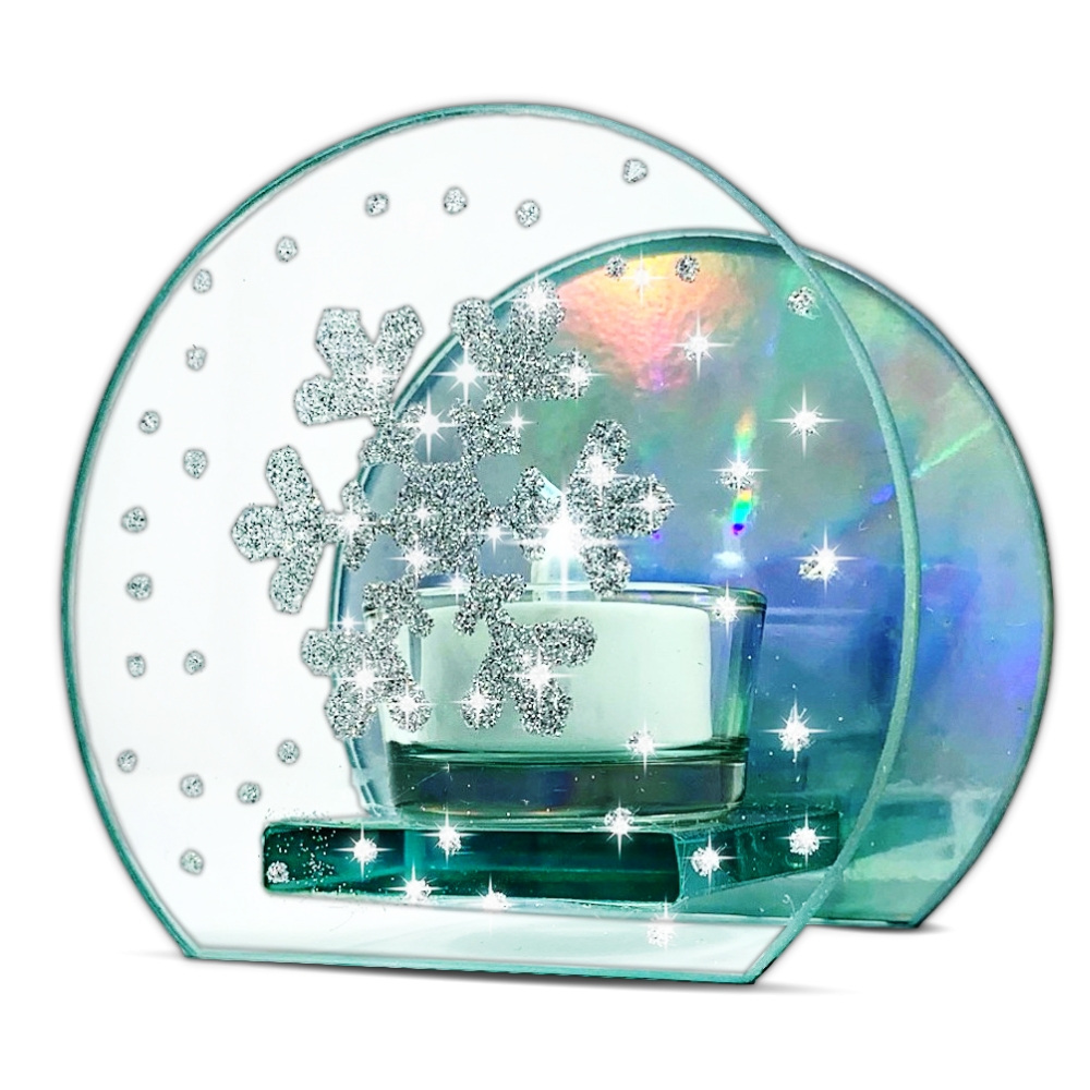 9732 - SNOWFLAKE -ROUND MIRRORED HOLOGRAM HOLDER