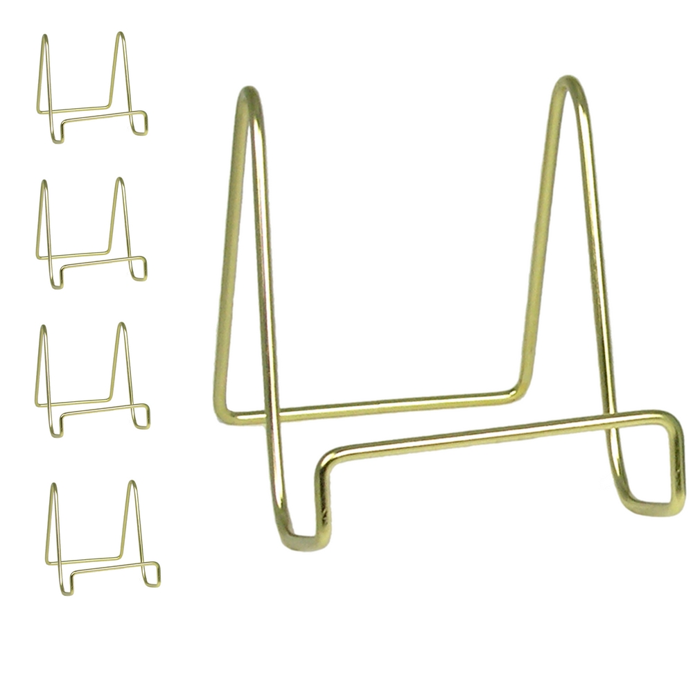 1301-4 SET/5 -SMOOTH BRASS EASEL - 4"