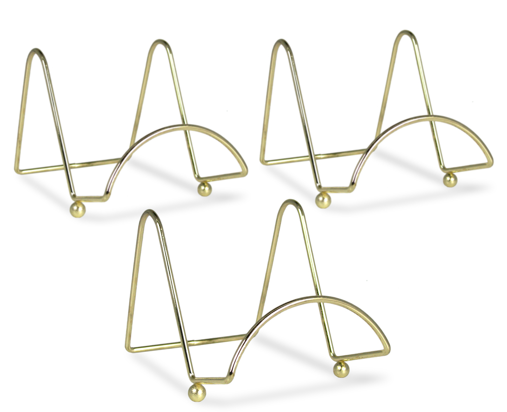 1303-4 SET/3 -FOOTED SMOOTH BRASS EASEL -4" H