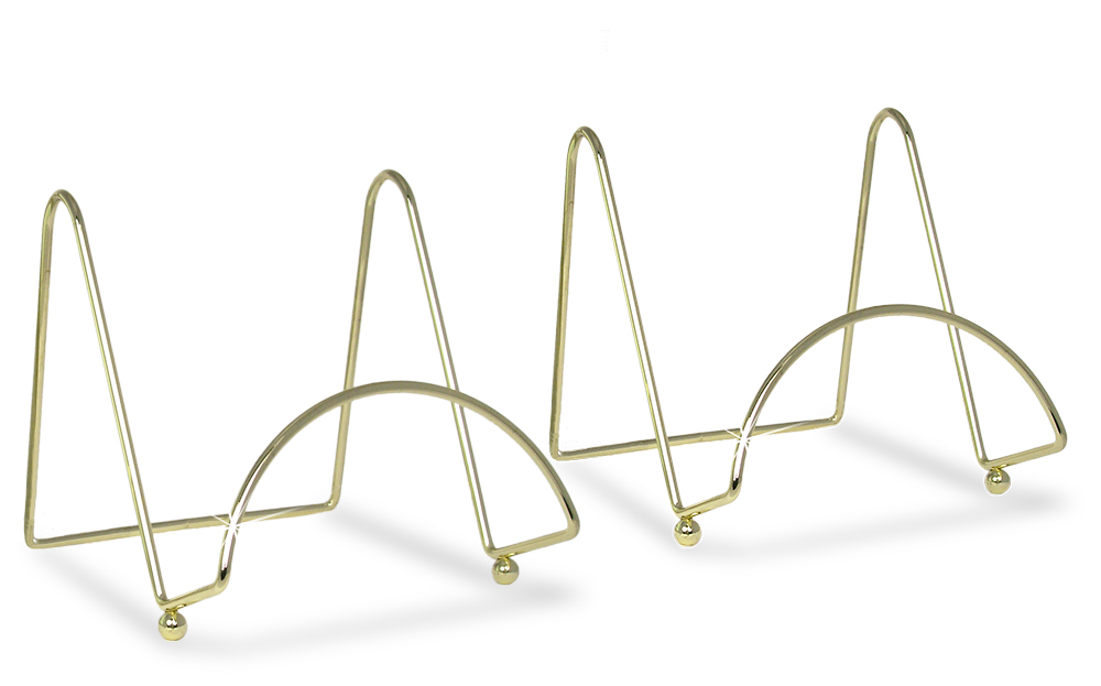 1303-6 SET/2 -FOOTED SMOOTH BRASS EASEL -6" H