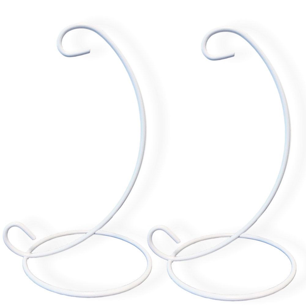 1467-13 - WHITE 13" WROUGHT IRON ORNAMENT STAND - SET 2