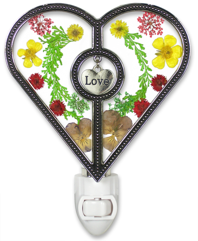 2483 PRESSED FLOWER NIGHT LIGHT W/LOVE CHARM