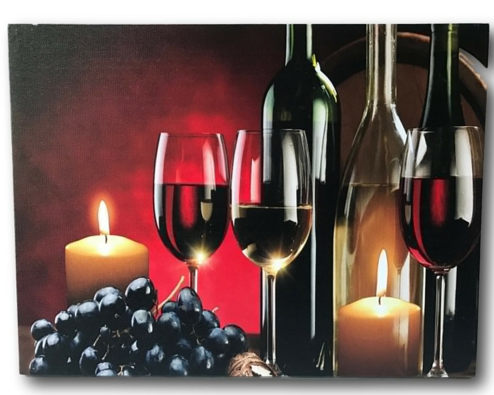 2515 LED CANVAS PRINT-WINE & CANDLES