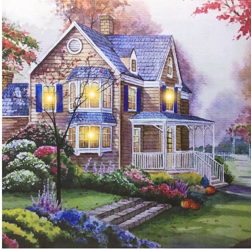 2689 - LED CANVAS PRINT- COUNTRY COTTAGE