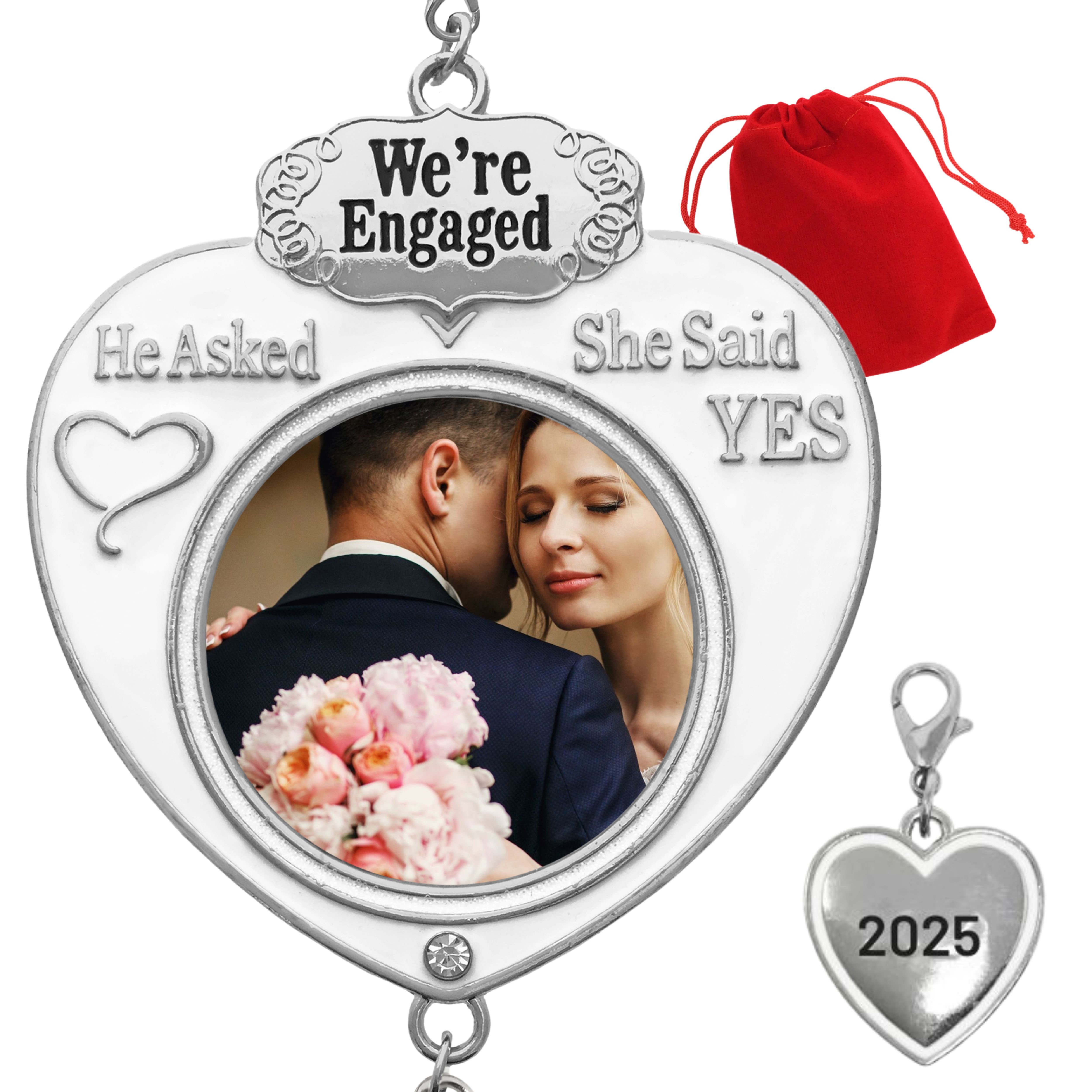 2731 - WE'RE ENGAGED HEART PHOTO ORNAMENT