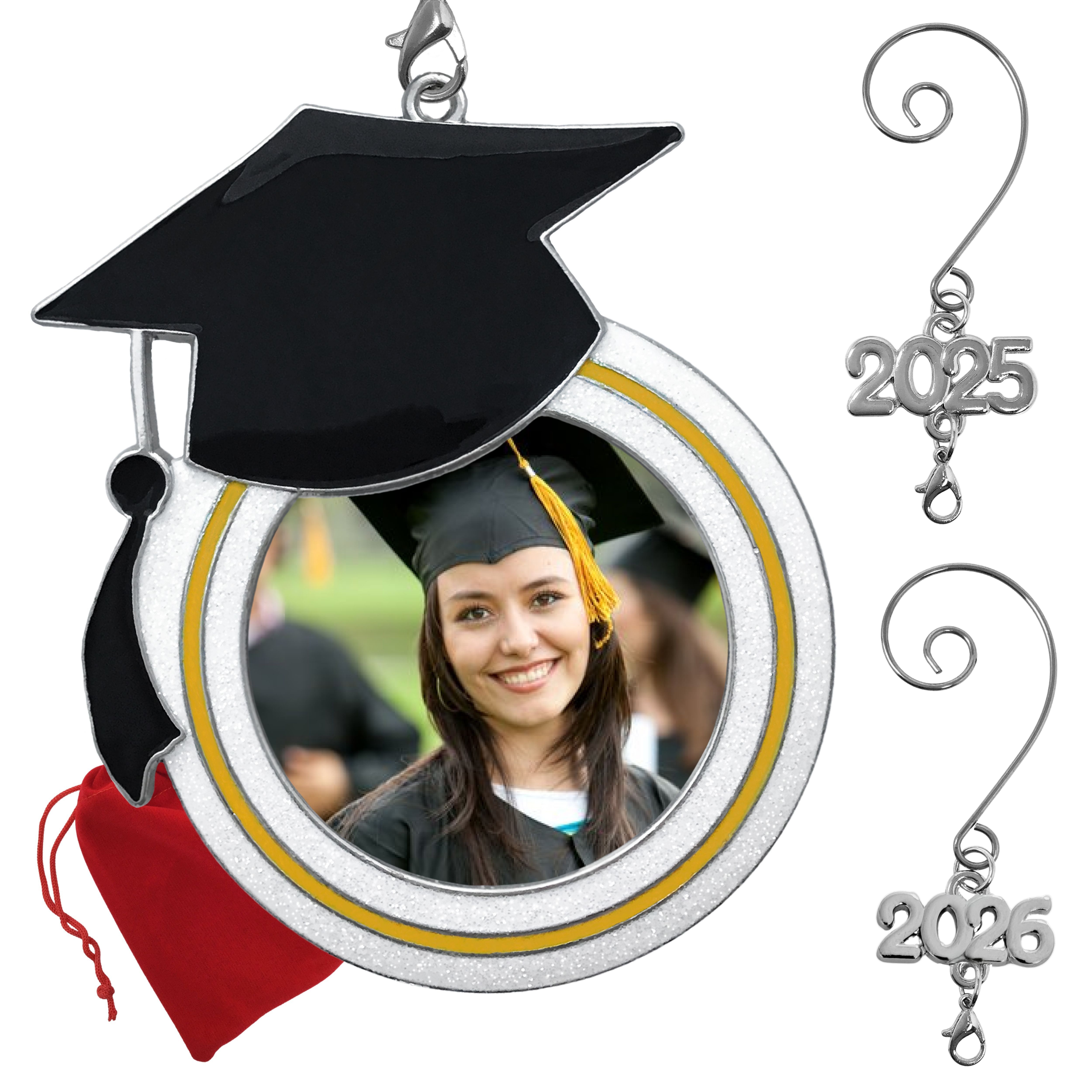 2744 - GRADUATION PHOTO ORNAMENT - 2 DATED YEAR CHARMS