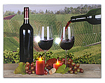 2556 Wine LED Canvas - 2 Glasses Wine Candles with Vinyard Background