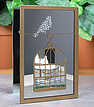 9756 - SINGLE CANDLE HOLDER-BIRD ONTOP OF CAGE