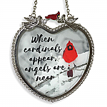 1875 - "When Cardinals Appear" Heart Shaped Suncatcher