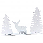 9307  - DEER & TREES WHITE 3 CANDLE VOTIVE HOLDER