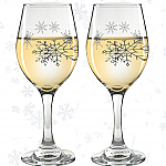6051 - SNOWFLAKE STEMMED WINE GLASSES - SET/2