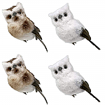 3613 - SET/4 -OWL CLIP ON BIRDS -2 EACH COLOR -5" TALL