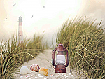 2678 - CANVAS PRINT- LIGHTHOUSE AND LANTERN 