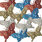 3550 - SET/12 -GLITTERED BUTTERFLY CLIPS - 3 OF EACH COLOR